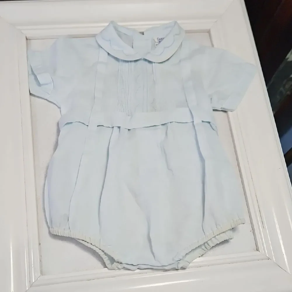 Carriage Boutique Light Blue Baby Romper Size 9 Months